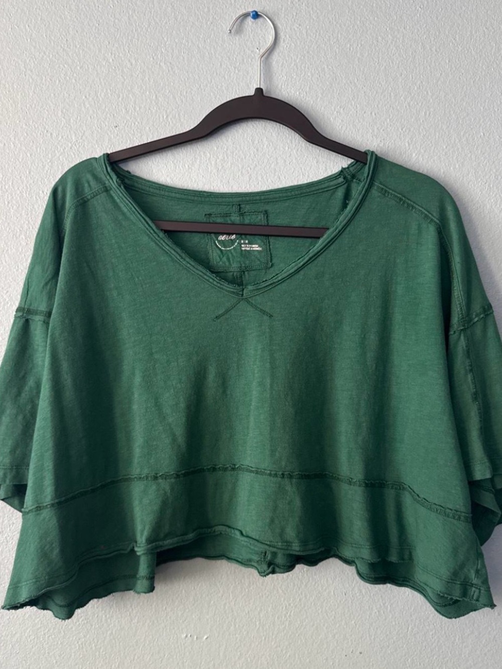 Aerie Happiest Cropped V Neck T Shirt